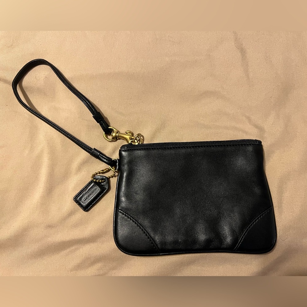Coach black leather wristlet like new